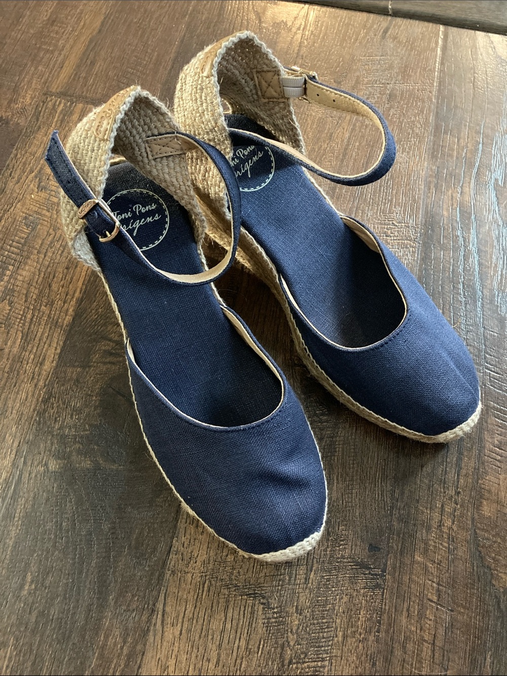 Toni Pons Espadrille Wedge Sandals in Navy Linen